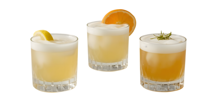 Citrus Cocktails Trio: A refreshing assortment of citrus-infused cocktails, each adorned with a vibrant garnish, beckons with a symphony of flavors and textures.