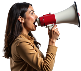 Person with Megaphone – Shouting Through Amplifier for Protest Graphics and Activism Designs