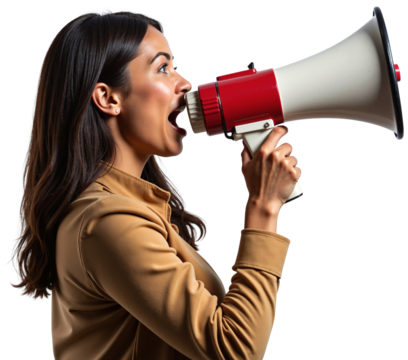 Person with Megaphone – Shouting Through Amplifier for Protest Graphics and Activism Designs
