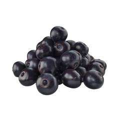 Fototapeta premium Dark Round Fruits – Glossy Smooth Clustered Berries on White Background for Food Packaging and Healthy Snack Designs
