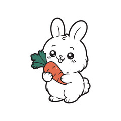Cute Cartoon Bunny Holding a Carrot