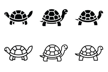 Turtle silhouette vector icon set