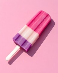 Striking Popsicle Treat on Bright Pink Backdrop Refreshing Summer Still Life