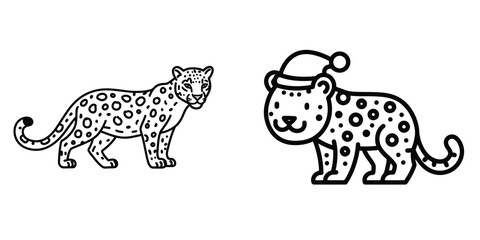 Snow Leopard silhouette vector icon set