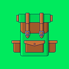 Backpack Vector Icon Illustration On Isolated Background.	