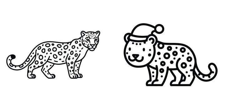 Snow Leopard silhouette vector icon set