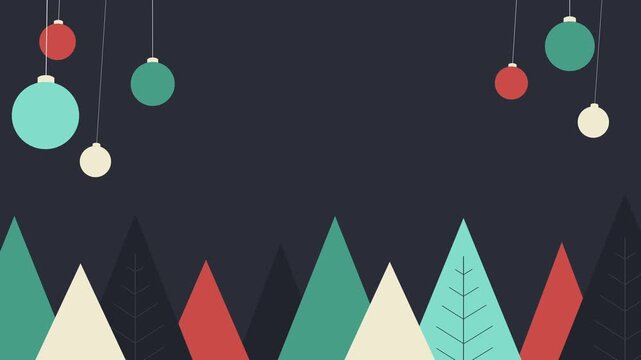 Minimal flat Christmas animation with pastel trees illustration, perfect for festive backgrounds or holiday greetings.