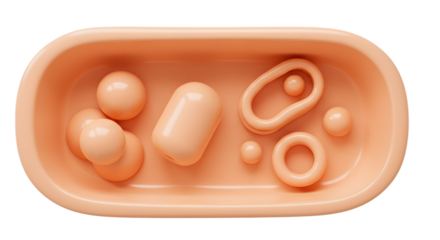 BABY TOYS - 3D illustration of beige pills and capsules on a tray, medicine and pharmaceutical concept, ideal for healthcare and medical presentations