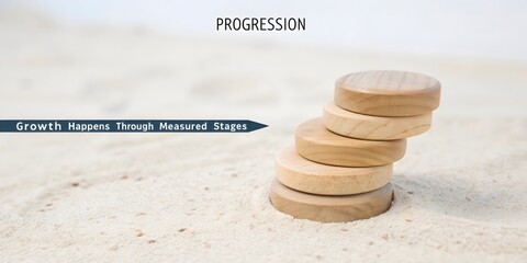 Wooden circles stacked illustrating a visual concept of progression