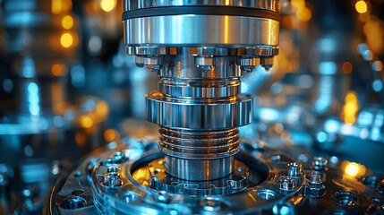 Close up view of a hydraulic piston in action Generative AI