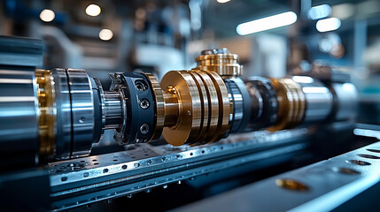 Fototapeta premium Close up view of hydraulic piston and its intricate details Generative AI