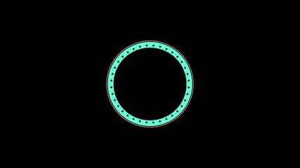 Animated Teal and Orange Ring with Black Dots on Black Background