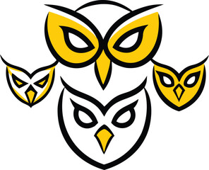 owl face and feather silhouette pack.eps