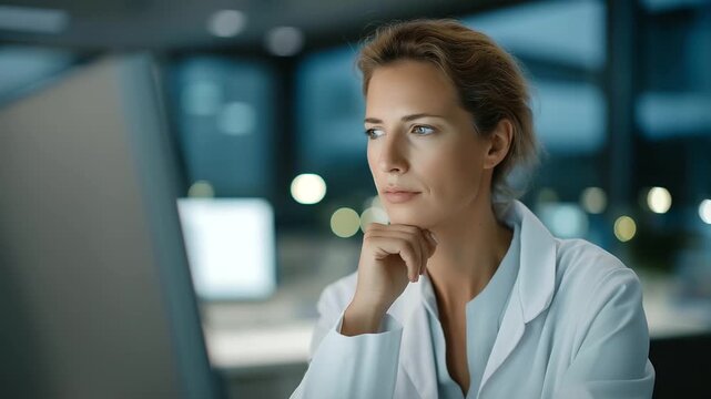 female technician reviewing dashboard of environmental sensors tracking supply storage conditions subtle glow proactive compliance three quarter wide angle cinematic color correct