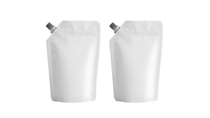 Doypack Packaging: A sleek, modern studio shot showcases two pristine doy packs, ready to package and protect a variety of products. Highlighting the elegance of minimalist design and packaging