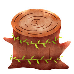 Watercolor Tree Stump Illustration 