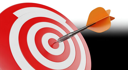 Target goal bullseye isolated on transparent background. 3D rendering