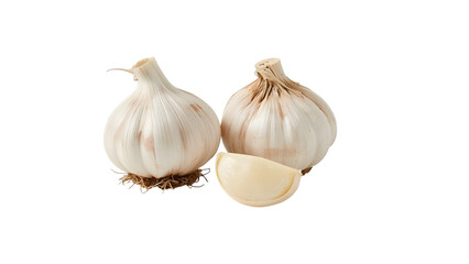 Garlic Still Life: A close-up studio shot of three garlic cloves, each meticulously detailed to capture the essence of this potent herb.