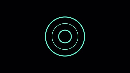 Dynamic Teal Concentric Circles Pulse on Black Background - Abstract Motion