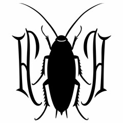 Cockroach amphetamine just silhouette on white background