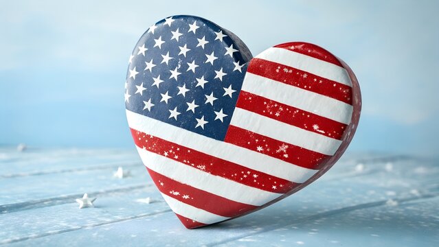 3d american flag heart patriotic veterans day background