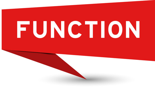 Red color speech banner with word function on white background