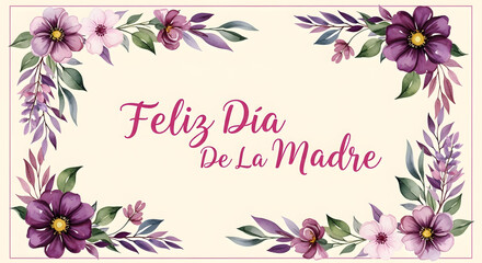 Fototapeta premium Feliz Dia De La Madre floral greeting card.