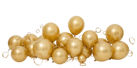 Golden Orb Celebration: A captivating display of gleaming, gold balloons, each a perfect sphere, poised with anticipation, ready to lift spirits for a memorable celebration.
