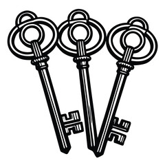 set of golden keys on white surface.eps