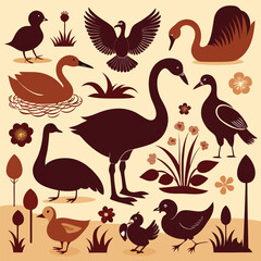swan and duck silhouette collection (1).eps