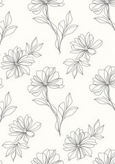 Fototapeta premium Refined floral line art pattern with minimalistic touch and botanical allure
