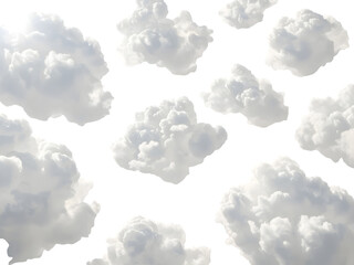 Cloudscape of Serenity: A collection of fluffy, isolated clouds drift across the expanse, creating a scene of peace and tranquility. Capturing the pure essence of serenity.