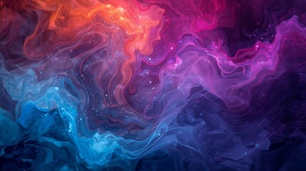 Abstract Cosmic Nebula Swirls of Vivid Colors and Glittering Stardust