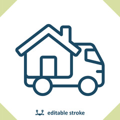 Moving Truck Icon. Van, Truck, House, Home