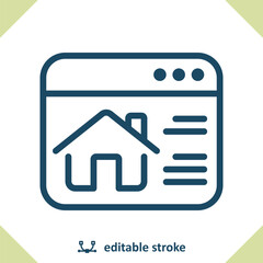 Online Real Estate Icon. Website, Web Site, Webpage, Web Page, Browser, House, Home
