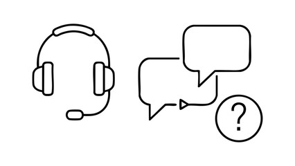 Fototapeta premium Customer service headset and speech bubbles icon, representing communication and support options