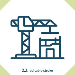 Construction Icon. Construction Crane, Scaffolding, Building, Apartment Building, Office Building
