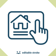 Smart Home Icon. Hand, Tablet, House, Home, Real Estate