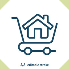Real Estate Icon. House, Home, Shopping Cart, Buy, Buying