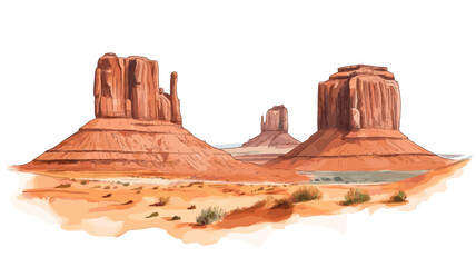 Monument Valley. Monument Valley hand drawn watercolor illustration