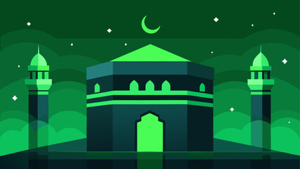 Illustration of the kaaba with towers