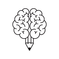 Vector art of creative brain with pencil, symbolizing ideas, writing, and intellectual pursuits