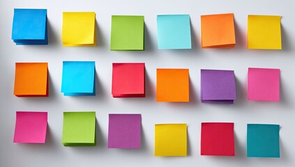 Colorful sticky notes arranged on a white surface (4)