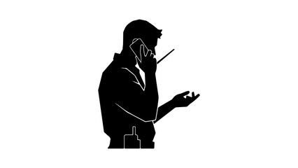 Man talking on phone with transparent background