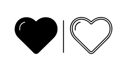 Two hearts with line separating with transparent background