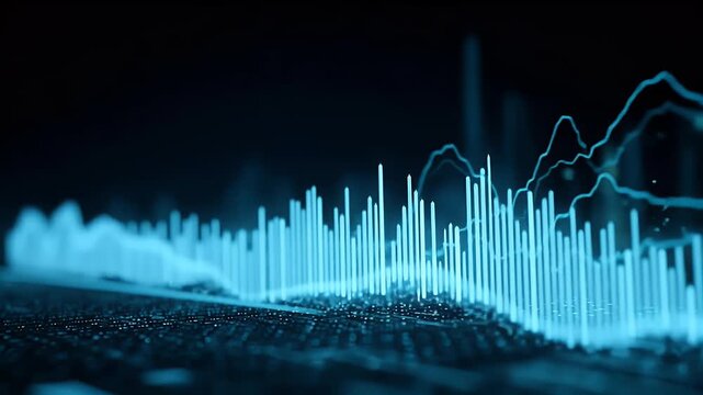 modern abstract background with a blue glowing stock market graph and candlestick chart, a business concept of financial background 
