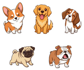Cute Playful Dog Sticker Set with Adorable Expressions