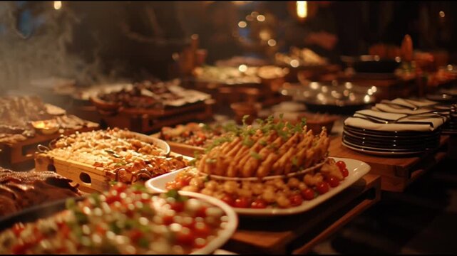 Festa Buffet Com Carnes Assadas