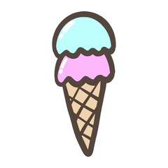 Colorful Ice Cream Cone Cartoon Illustration with Sweet Pastel Colors