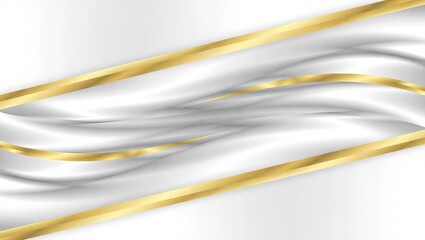 Luxury White and Gold Wavy Lines Design.